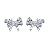 925 Sterling Silver Elegant Zircon Bow Stud Earrings – Luxurious Sterling Silver Jewelry