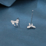 925 Sterling Silver Elegant Zircon Butterfly Stud Earrings In Sterling Silver