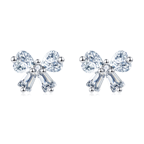 925 Sterling Silver Elegant Butterfly Gemstone Earrings: Sparkling Silver Studs On Deep Blue Velvet