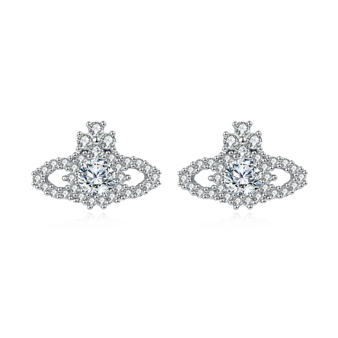 925 Sterling Silver Elegant Zircon Crown Earrings: Luxury Jewelry With Timeless Appeal