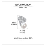 925 Sterling Silver Elegant Pearl Drop Earrings With Zircon-encrusted Leaf Accents