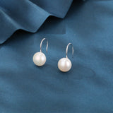 925 Sterling Silver Elegant Pearl Drop Earrings In Sterling Silver