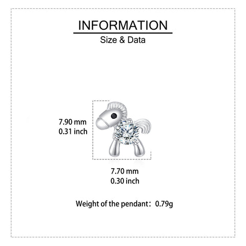 925 Sterling Silver Whimsical Silver Horse Stud Earrings With Zircon Accents