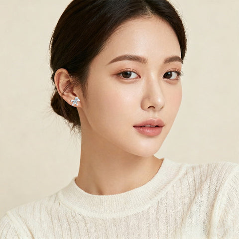 925 Sterling Silver Whimsical Silver Horse Stud Earrings With Zircon Accents