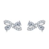 925 Sterling Silver Elegant Zircon Bow Earrings In Sterling Silver ¨C Luxury Fashion Accessory