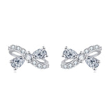 925 Sterling Silver Elegant Zircon Bow Earrings In Sterling Silver ¨C Luxury Fashion Accessory