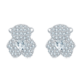 925 Sterling Silver Elegant Floral Zircon Halo Cluster Earrings In Plated with White Gold