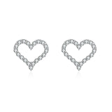 925 Sterling Silver Elegant Heart-shaped Zircon Accent Silver Stud Earrings