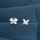 925 Sterling Silver Elegant Zircon Floral Stud Earrings