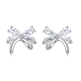 925 Sterling Silver Elegant Silver Butterfly Stud Earrings With Sparkling Zircon Accents