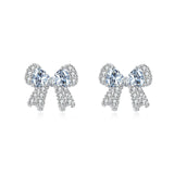 925 Sterling Silver Elegant Crystal Bow Earrings