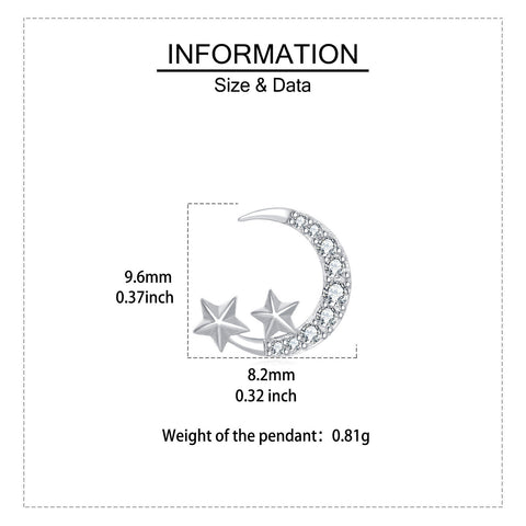 925 Sterling Silver Lunar Glamour: Celestial Silver Earrings With Zircon Stars