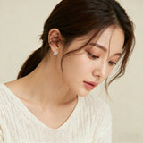 925 Sterling Silver Elegant Teardrop Zircon Halo Earrings In Plated with White Gold