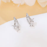 925 Sterling Silver Elegant Stellar Zircon-encrusted Silver Drop Earrings