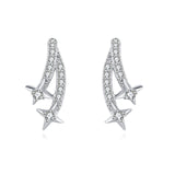 925 Sterling Silver Elegant Stellar Zircon-encrusted Silver Drop Earrings