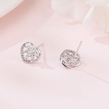 925 Sterling Silver Eternal Love Zircon Heart Earrings In Plated with White Gold
