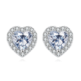 925 Sterling Silver Eternal Love Heart-shaped Zircon Earrings With Sparkling Accents