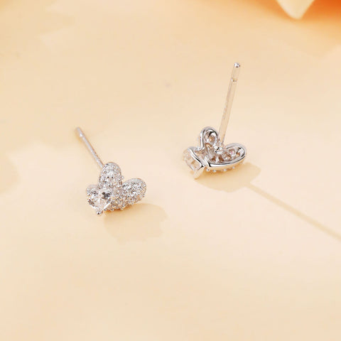 925 Sterling Silver Luxury Heart-shaped Zircon-studded Stud Earrings