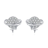 925 Sterling Silver Celestial Sphere Earrings With Zircon Accents