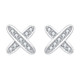 925 Sterling Silver Elegant Zircon Cross Earrings In Sterling Silver