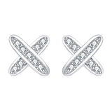 925 Sterling Silver Elegant Zircon Cross Earrings In Sterling Silver