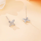 925 Sterling Silver Elegant Zircon Earrings With Symmetrical Prong Setting