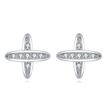 925 Sterling Silver Elegant Zircon Earrings With Symmetrical Prong Setting