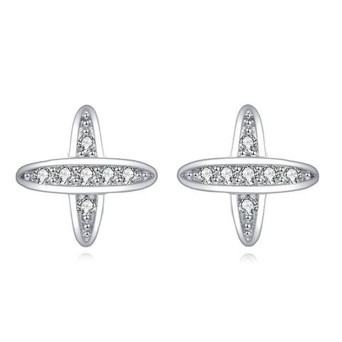 925 Sterling Silver Elegant Zircon Earrings With Symmetrical Prong Setting