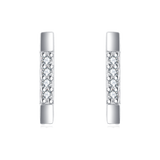 925 Sterling Silver Elegant Zircon-studded Rectangular Stud Earrings