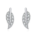 925 Sterling Silver **zircon Leaf Earrings In Sterling Silver: Modern Luxury Jewelry**