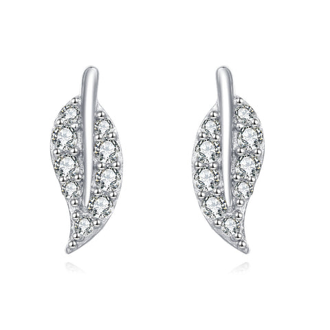 925 Sterling Silver **zircon Leaf Earrings In Sterling Silver: Modern Luxury Jewelry**