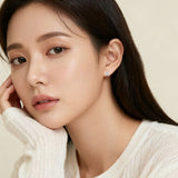 925 Sterling Silver Elegant Silver Leaf Zircon Stud Earrings With Modern Design