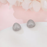 925 Sterling Silver  Zircon Pavé Stud Earrings In Plated with White Gold