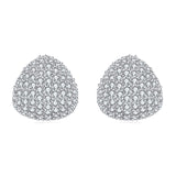 925 Sterling Silver  Zircon Pavé Stud Earrings In Plated with White Gold