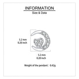 925 Sterling Silver Crescent Moon Heart Zircon Stud Earrings