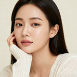 925 Sterling Silver Crescent Moon Heart Zircon Stud Earrings