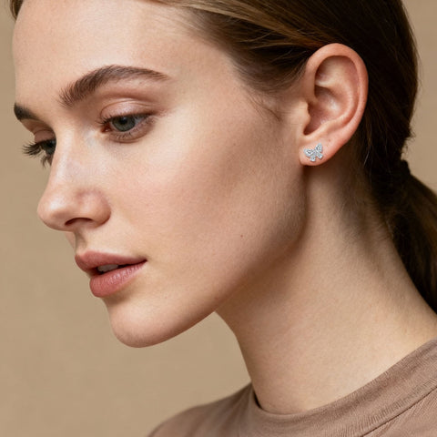 925 Sterling Silver Elegant Butterfly Zircon Earrings With Sparkling Gemstone Accents