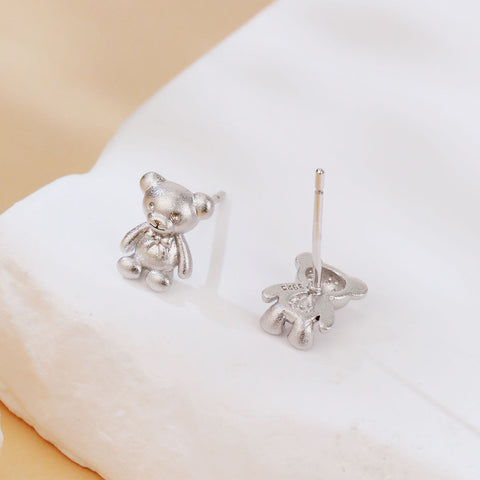 925 Sterling Silver Silver Teddy Bears With Bow Ties: Elegant Decorative Figurines