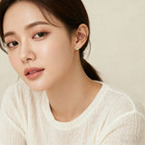 925 Sterling Silver Heart-shaped Zircon Gold Stud Earrings