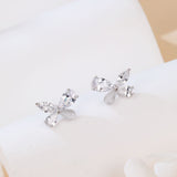 925 Sterling Silver Butterfly Zircon Earrings In Platinum Setting