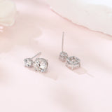 925 Sterling Silver Elegant Double Moissanite Silver Stud Drop Earrings