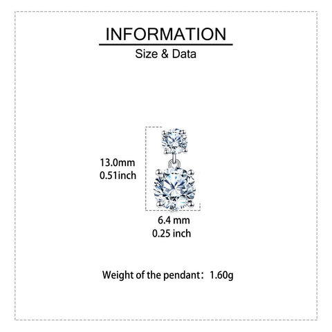 925 Sterling Silver Elegant Double Moissanite Silver Stud Drop Earrings