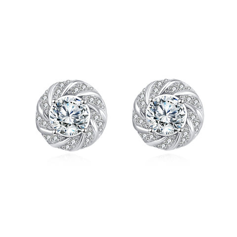 925 Sterling Silver Elegant Floral Moissanite Stud Earrings: Luxury Jewelry Gift