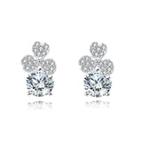 925 Sterling Silver Elegant Floral Moissanite Stud Earrings In Silver