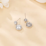 925 Sterling Silver Elegant Moissanite Drop Earrings In Silver Halo Setting – Timeless Luxury Jewelry