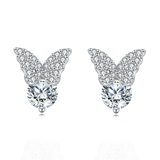 925 Sterling Silver Elegant Moissanite-studded Butterfly Stud Earrings