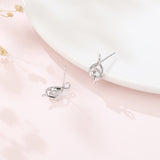 925 Sterling Silver Elegant Silver Moissanite Earrings With Swirling Design