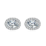 925 Sterling Silver Elegant Moissanite Stud Earrings With Classic Halo Design – Luxury Jewelry