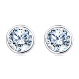 925 Sterling Silver Classic Round Moissanite Stud Earrings In Silver: Timeless Elegance For Everyday Wear