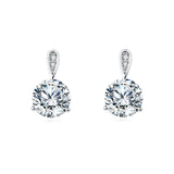 925 Sterling Silver Elegant Plated with White Gold Moissanite Stud Earrings With Floral Accent